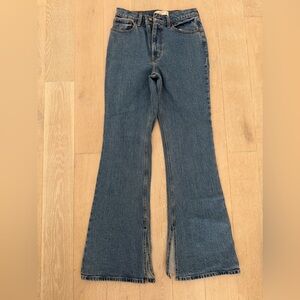Abercrombie & Fitch Dark Blue Flare Jeans with Split Hem (size 27 Long)